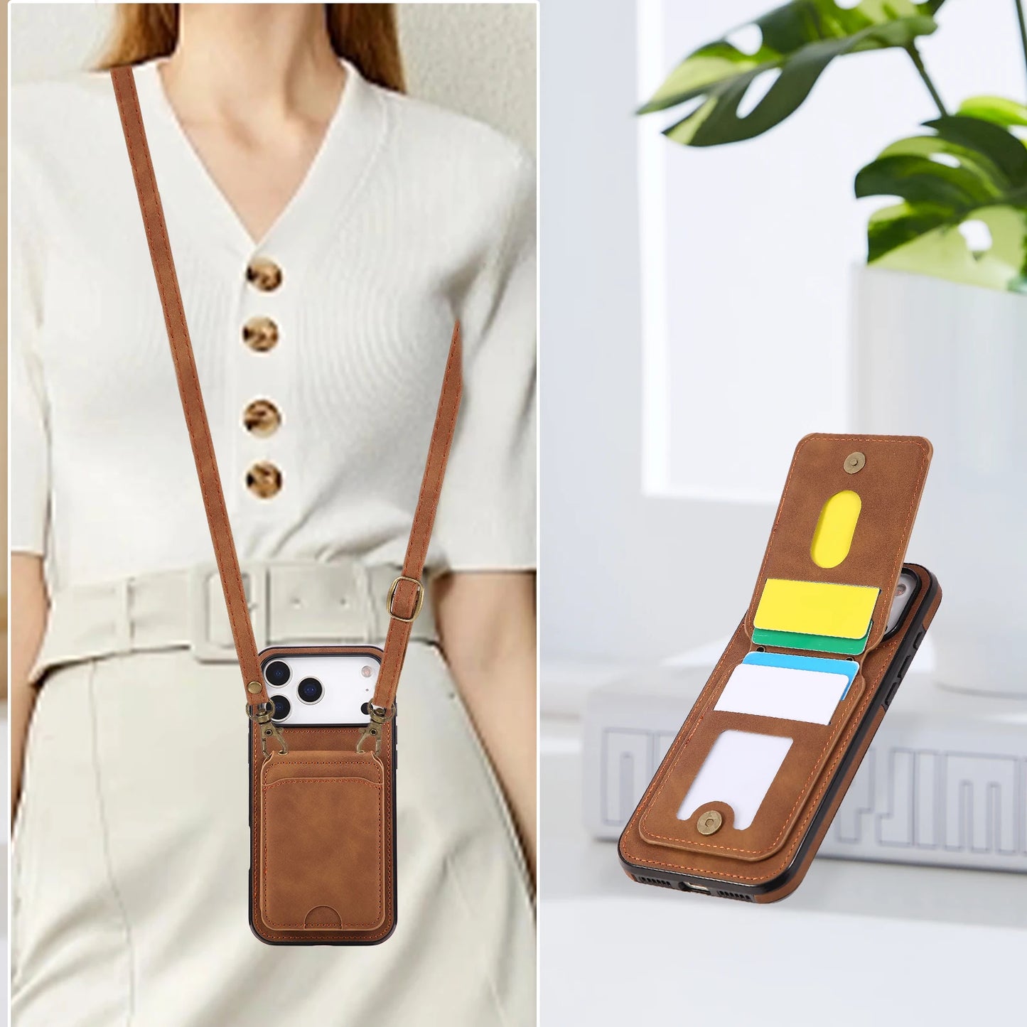 Crossbody Magnetic Vertical Cards Solt Wallet Flip Leather Case For iPhone 17 Pro Max 16 Plus 15 14 13 12 11 Lanyard Bag Cover